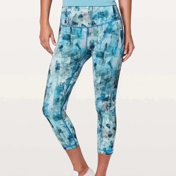 Lululemon Wunder Under Crop (Hi-Rise) 21"Sun Dazed Multi Blue - Picture 1 of 11
